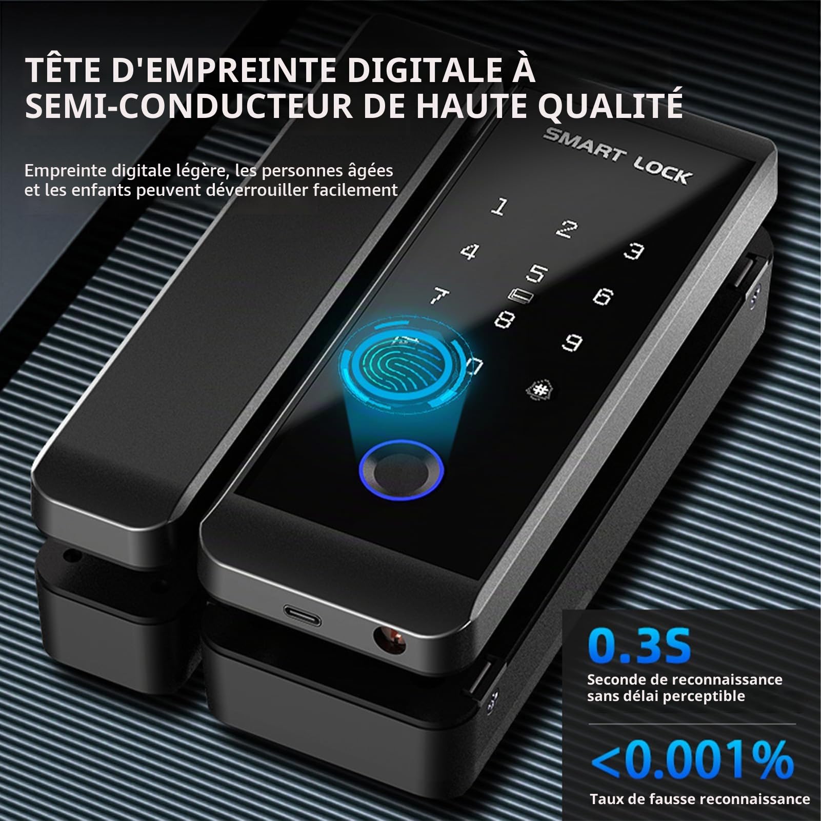 Serrure Intelligente WIFI Empreinte Digitale Push Pull Serrures de Porte D'entrée sans clé pour Porte en Verre Métal Bois TY APP Télécommande Multilingue