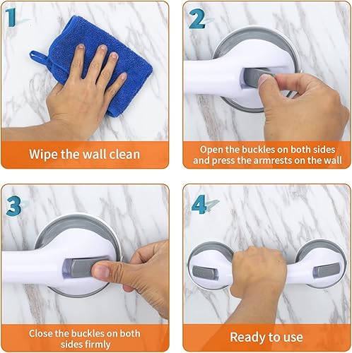 Miniatura 6 de BUBEHYMY Paquete de 2 manijas de ducha barras de agarre de 12 pulgadas para bañeras y duchas para discapacitados madres ancianos productos de