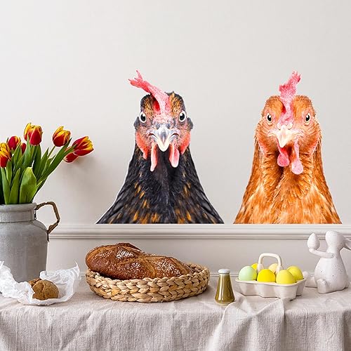 Calcomanías de pared de gallina de pollo, divertidas calcomanías de pared para decoración de habitación, lindas calcomanías de pared de cabeza de