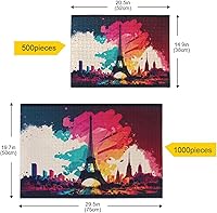 Vista 5 de Painting Paris Jigsaw Puzzle, Paper Wood Composite Material Zigsaw with Storage Bag and Reference Picture Easy to Solve 500/1000 Pieces