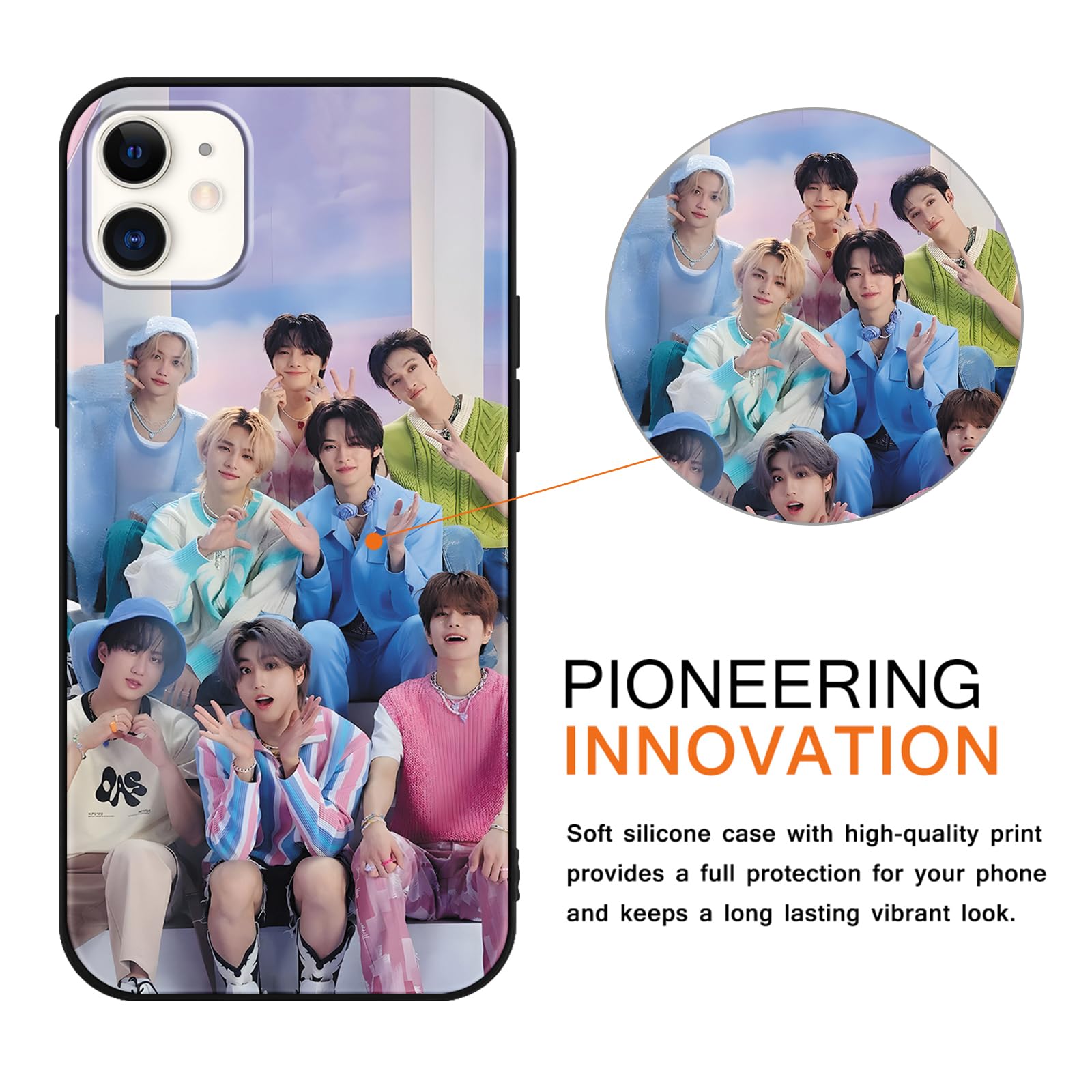 Nurkorki 2 Piezas Negro Funda Para IPhone 11 6,1",KPOP Stray Kids Boys