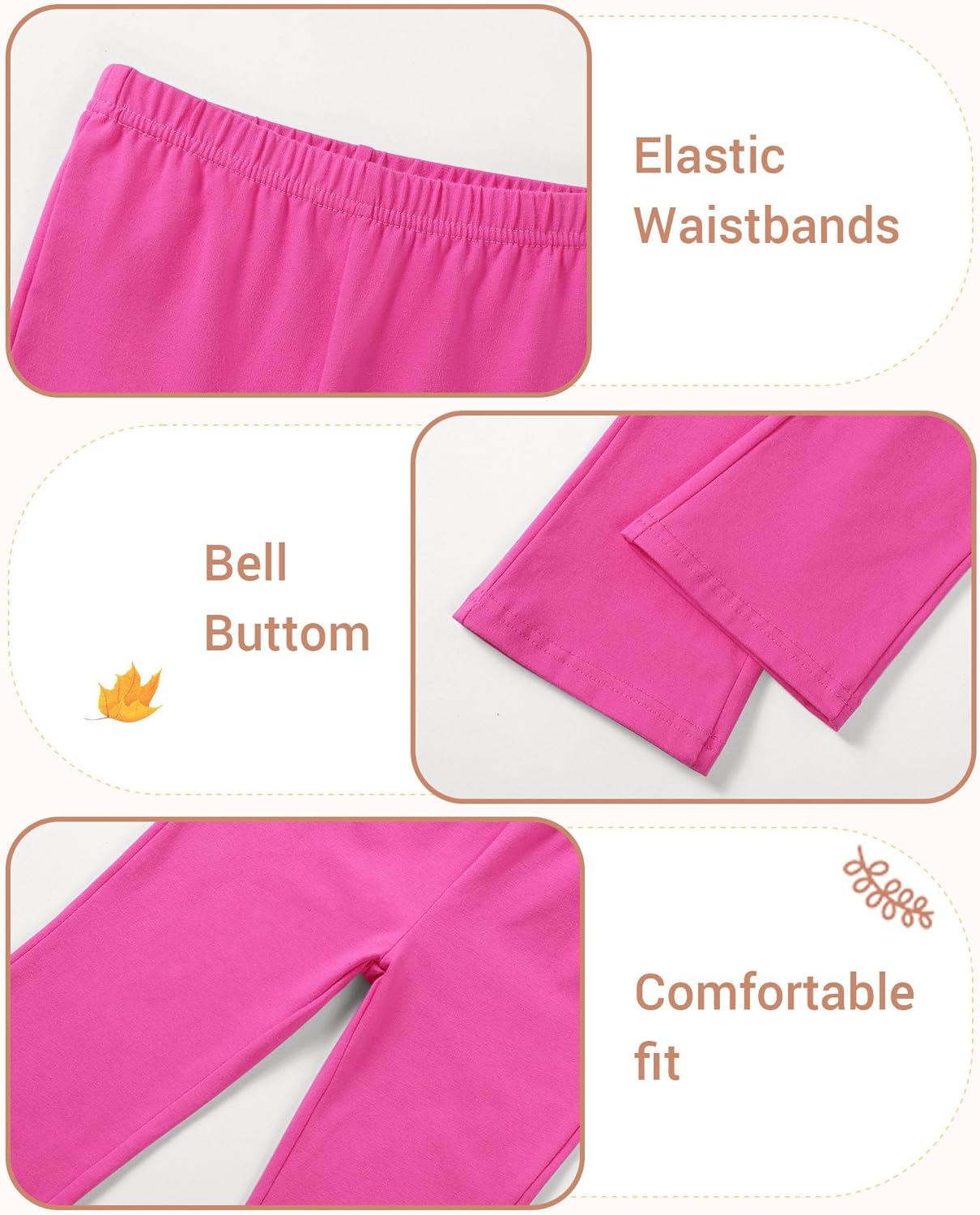 3 Pack Baby Girls Flare Leggings Toddler Bell Bottoms Pants Infant Girl Soft Cotton Clothes Size 18M-5T - Image 5