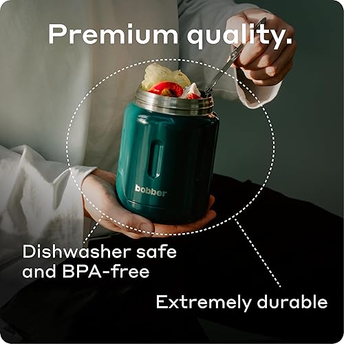 Miniatura 5 de BOBBER Tarro térmico con aislamiento de boca ancha de 24 onzas para sopa y comida caliente, acero inoxidable con cuchara y tazón integrados,