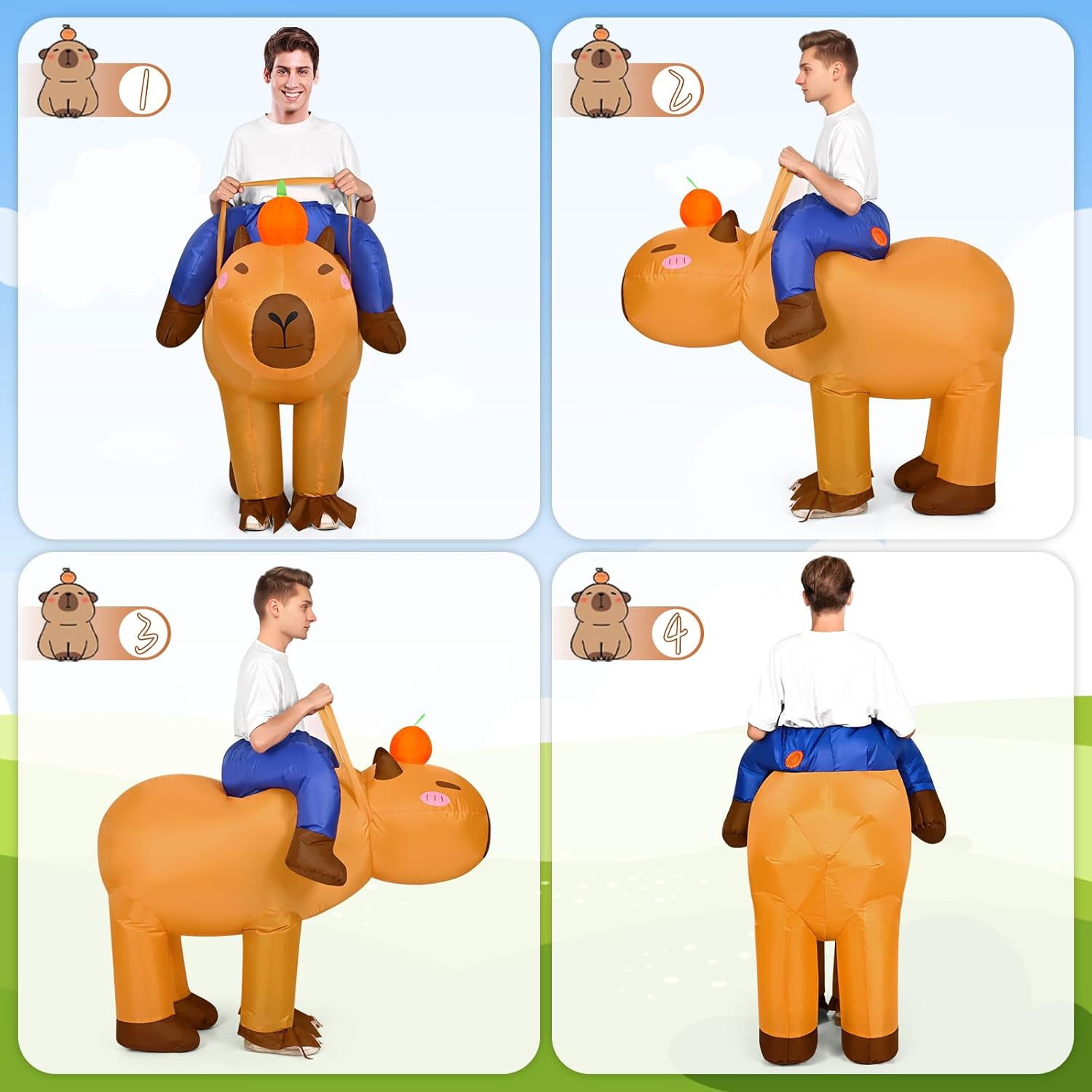Capybara Costume for Adults Men Women, Funny Inflatable Costume Ride on Halloween Party Cosplay Suit, Adult Size - Image 3