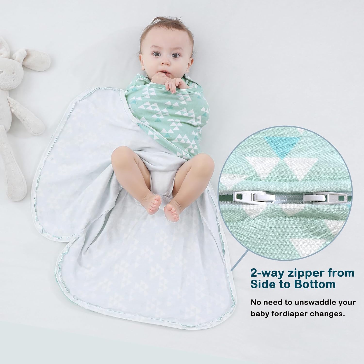 Sleepsack Swaddle,Sleep Sack 6-12 Months,Adjustable Wearable Transition Blanket,Miracle Swaddles for Babies Large,100% Cotton(Green) - Image 4