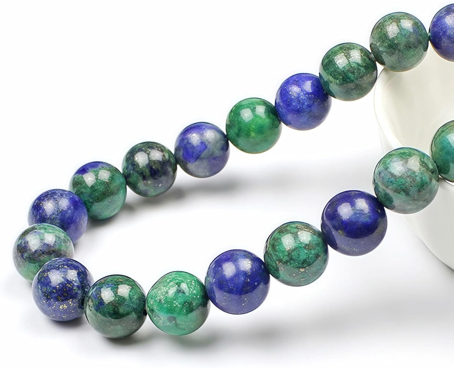 MJDCB 5A Natural Phoenix Lapis Lazuli Round Loose Beads for Jewelry Making DIY Bracelet Necklace 15'' (10mm) - Image 2