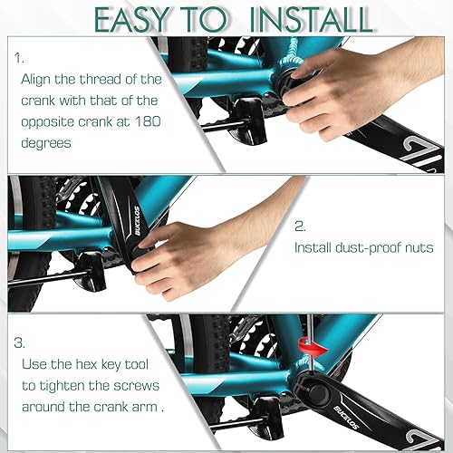 Vista 10 de BUCKLOS Ebike Bicicleta de montaña cuadrada/diamante/brazo hueco de manivela -152MM/170MM/175MM MTB de aluminio para bicicleta eléctrica/bicicleta