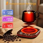 Coffee Mug Warmer Smart Cup Warmer for Desk, Upgrade Coffee Warmer with LED Light, 3 Temperature Control and Auto Shut Off Electric Beverage Warmer for Heating Coffee Milk Tea and Hot Chocolate(Wood)