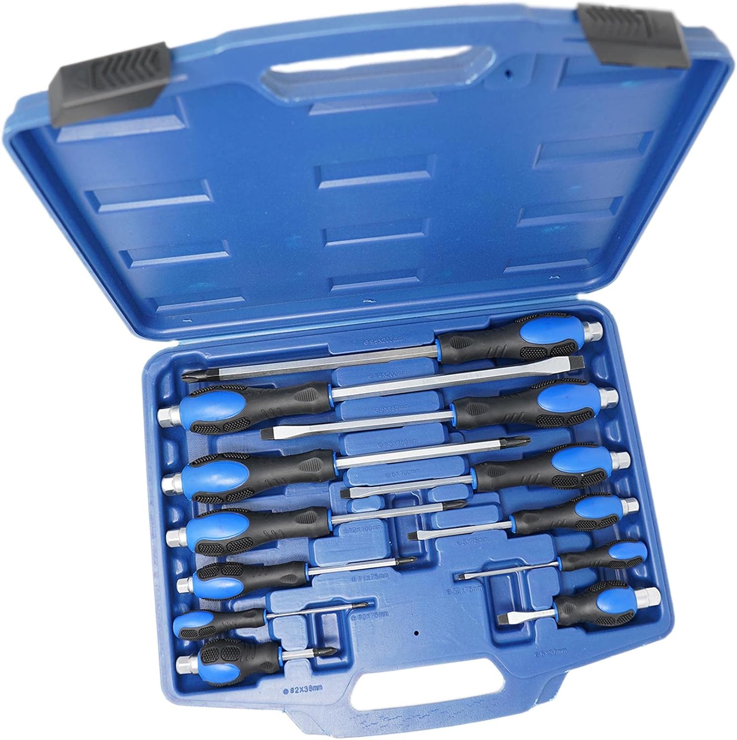 Dapetz ® Screwdriver Set Chrome Vanadium Steel Made, 12Pcs Magnetic Screwdriver with 6 Flat & 6 Cross Head, Professional Cushion Grip, Durable Hand Tools in Case