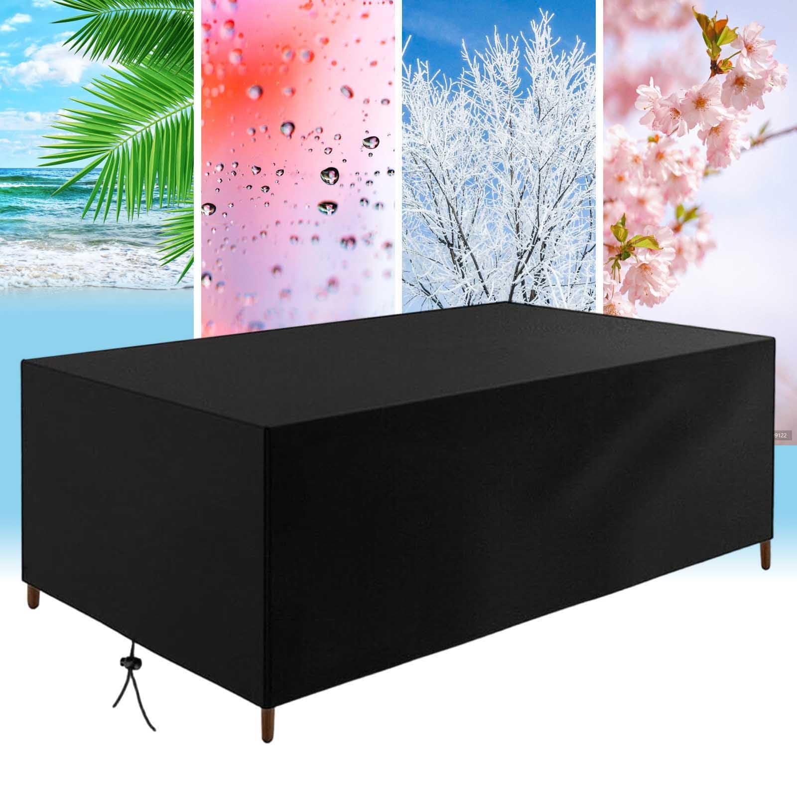 AUWUUA Garden Furniture Covers Waterproof 400x400x85cm/LxWxH 420D Oxford Fabric Patio Table Cover, Outdoor Sofa Cover Windproof Anti-UV Upgraded Tear-Resistant for Rattan Sofa Set