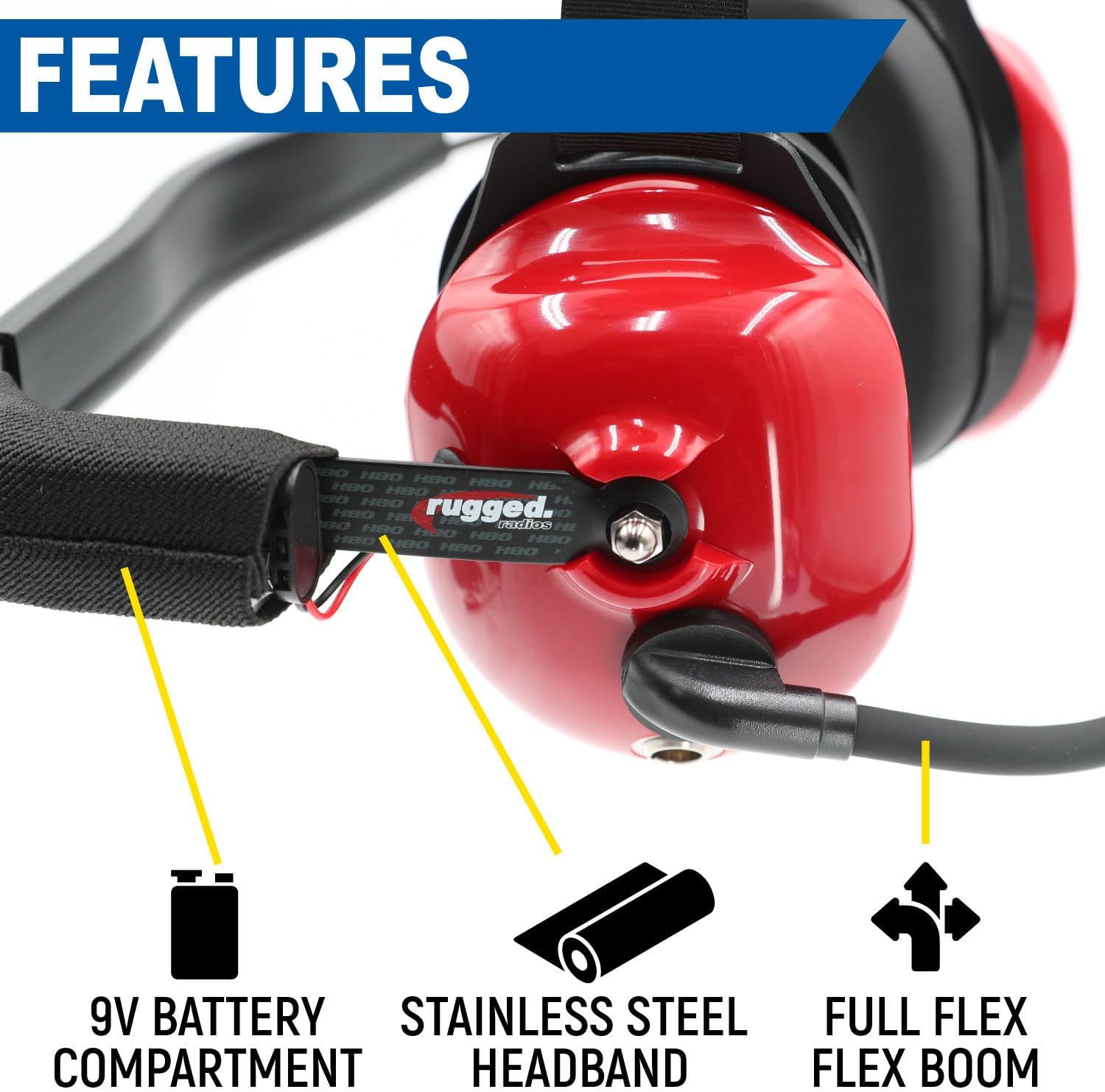 Rugged Radios Single NASCAR Linkable Behind The Head Headset for Race Fan Racing Radios Electronics Communications – Connects to Scanners Nitro Bee Raceceiver Fusion