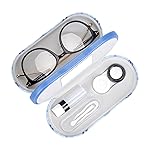 Muf 2 in 1 Contact Lens Case and Glasses Case, Double Sided Design with Mirror, Portable Travel Kit with Tweezer, Remover and Solution Bottle, Blue Plaid