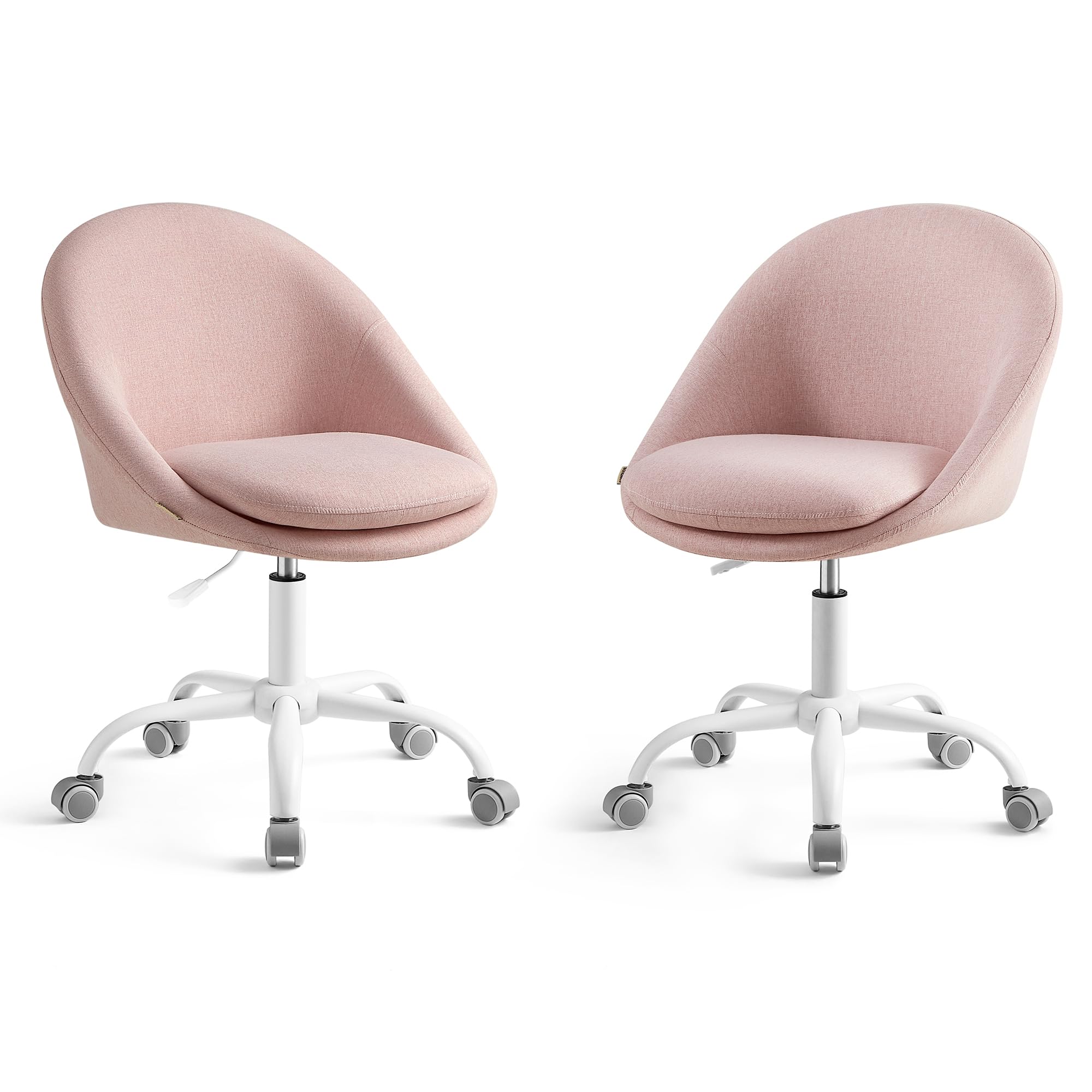 SONGMICS Sedia da Studio, Sedia Girevole con Parte Anteriore di Velluto, Poltrona da Scrivania Imbottita in Gommapiuma Regolabile in Altezza, Studio, Camera da Letto, Bianco Crema OBG020WD01