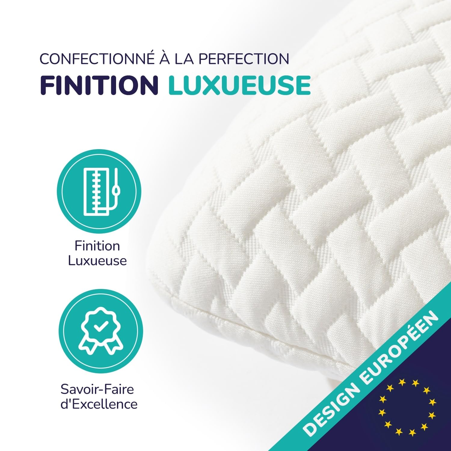 ZenPur Oreiller Cervical Mémoire de Forme 40x60 - Coussin Ergonomique Anti-Douleurs Cervicales - Mi-Ferme, Housse Bambou Premium, Certifié Oeko-TEX