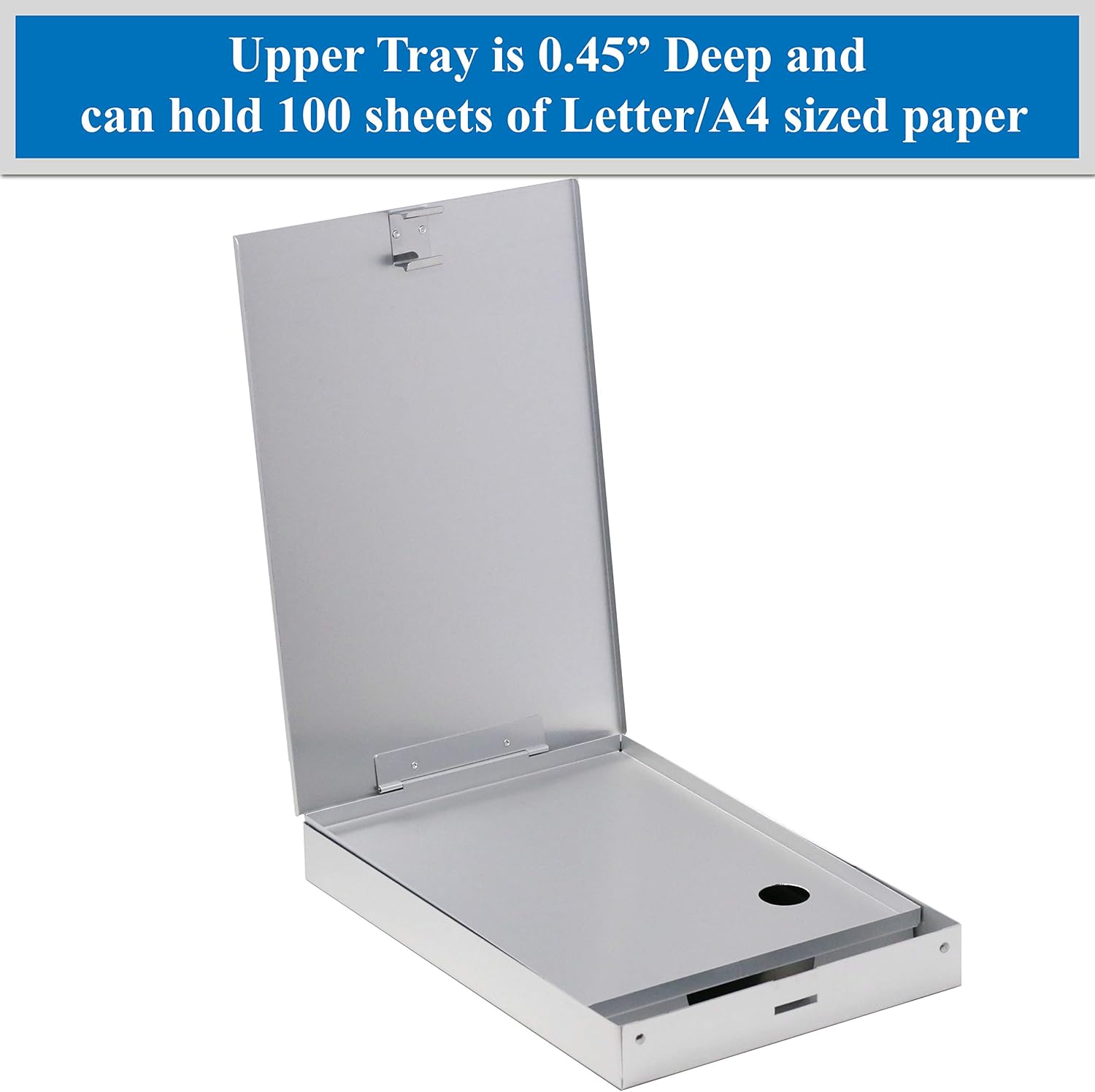 Think2Master Aluminum Dual Storage Clipboard. Durable & Sleek.. Dual Tray Compartments Provides More Storage and Sturdiness and it Holds 300 Letter Sized Paper, Low Profile Clip Holds 50 Paper. : Office Products