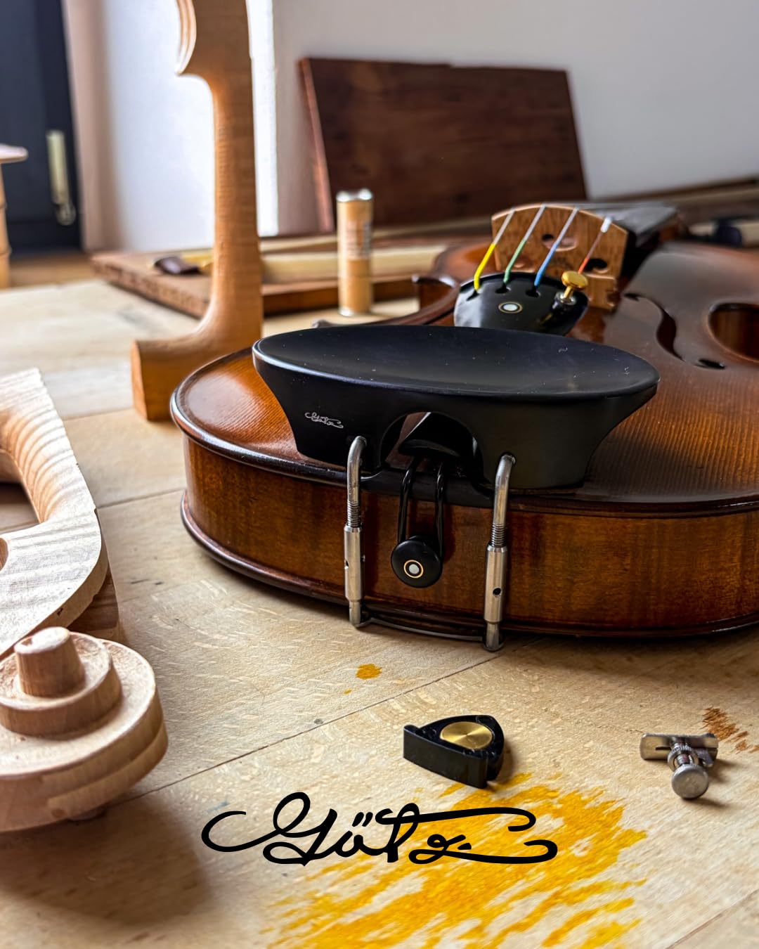 Conrad Gotz ZK297 Chinrest Flesch per violino, deep-black ebano