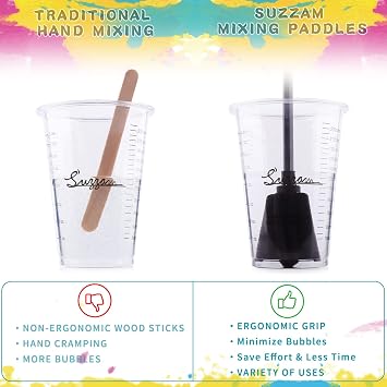 Suzzam Resin Mixer Paddles | 6pcs Plastic Epoxy Mixer for Drill Paint Stirrer for Drill, Reusable Multipurpose for Resin Mixing, Paint Mixing