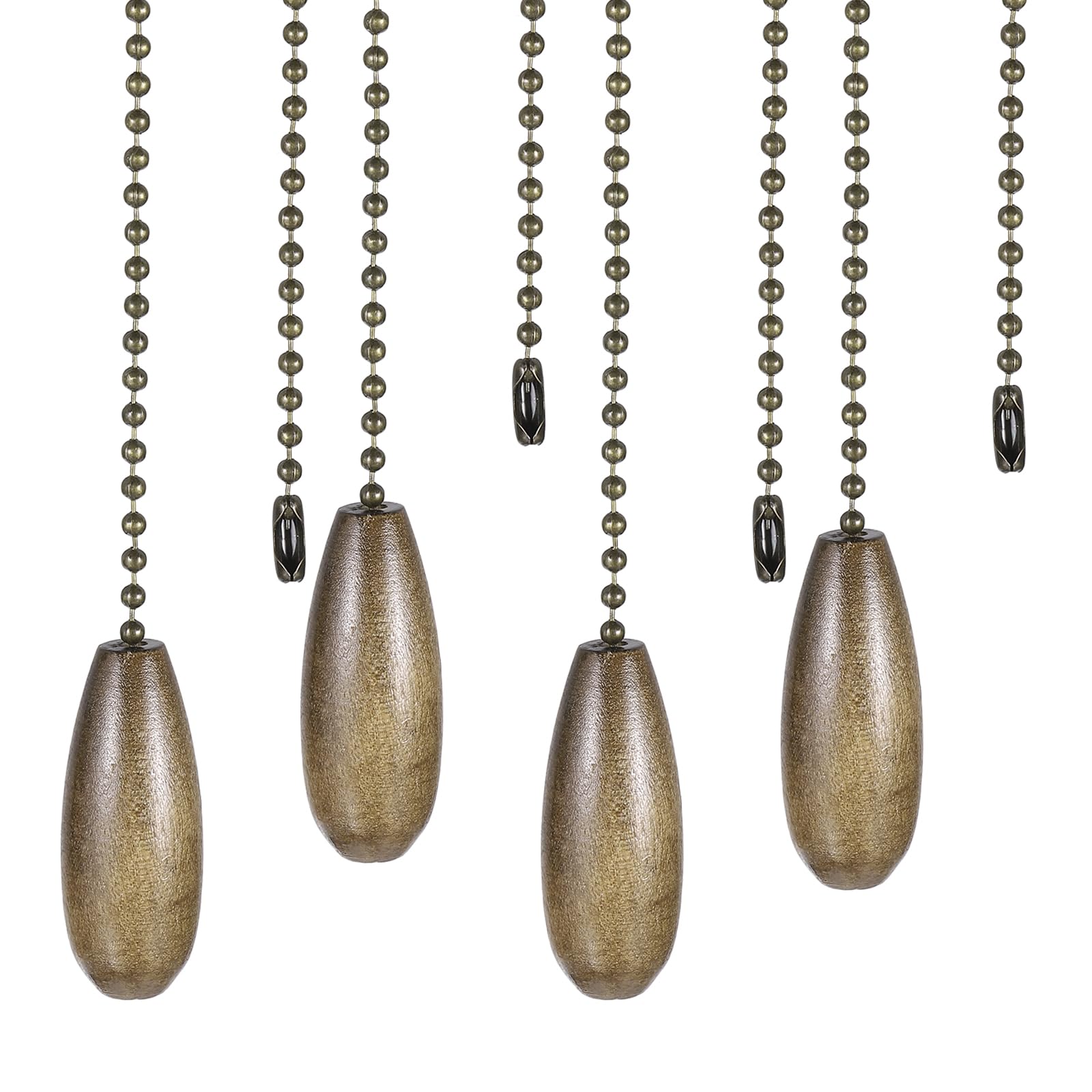 PATIKIL Ceiling Fan Pull Chain Extender, 4Pcs 12" Decorative Wooden Pendant Extension Chains Beaded Ball Pulls Cord Extender for Ceiling Fans Light Lamp Chandelier, Walnut Color