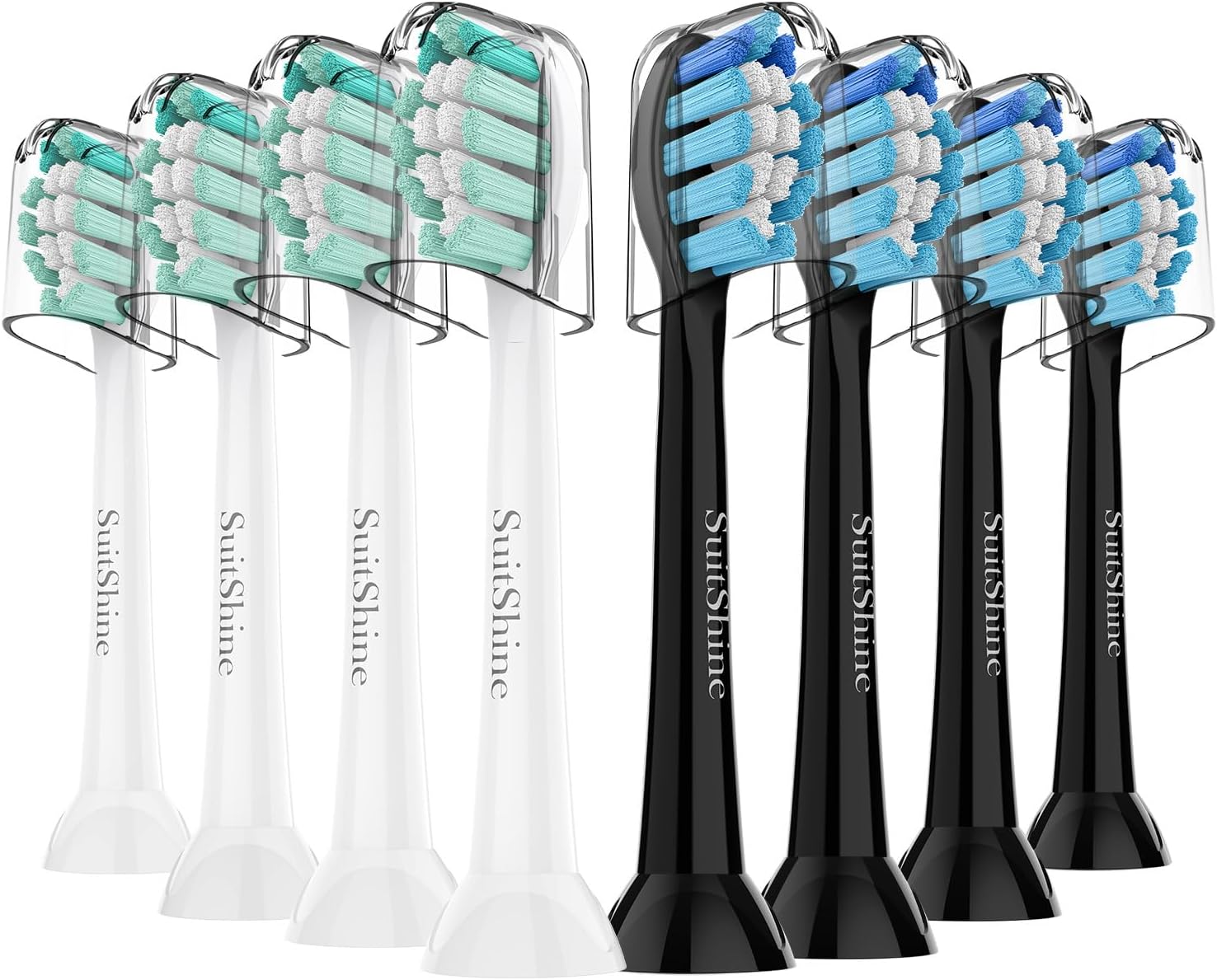 SuitShine Replacement Toothbrush Heads Compatible with Philips Sonicare Replacement Heads, Sonicare Replacement Brush Head (4White + 4Black)