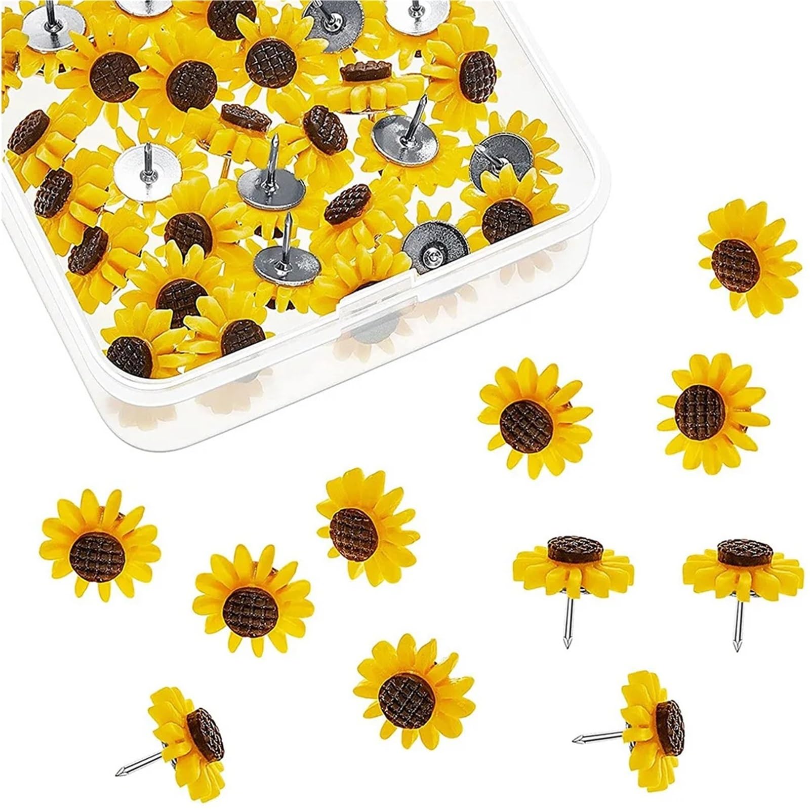 Push Pins 120pcs Professional Sunflower Push Pins Sunflower Tacks Flower Cork Board Tacks Sunflower Thumb Tacks For Photos Wall Maps