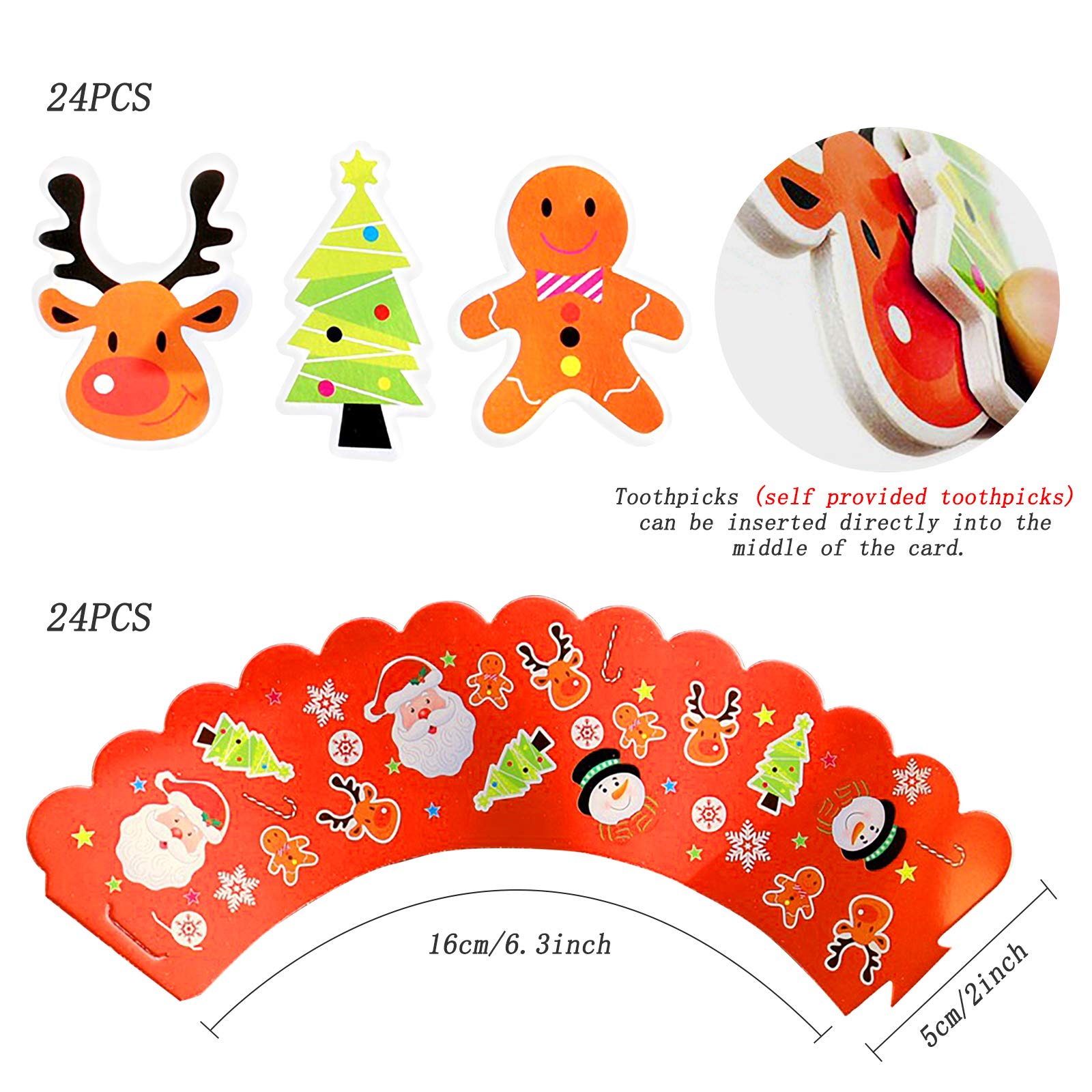 Yisscen Cupcake Toppers Et Wrappers De Pain D'épice De Sapin De Noël