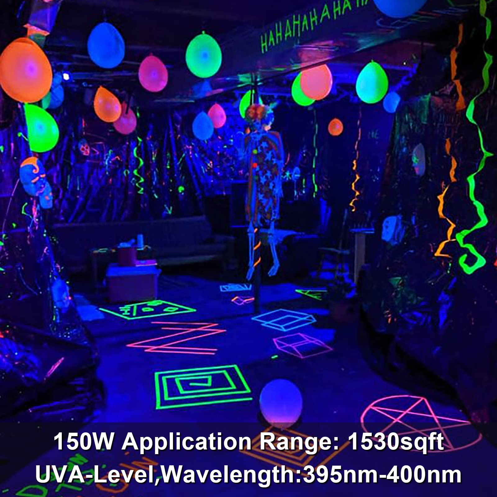 CREATESTAR Lumiere Noire LED 150W Lot de 2, Projecteur Lumière UV Extérieur, 395-400nm, Lumière Violette de Fête IP65 étanche pour Bar, Halloween, Soirée, Aquarium, Néon, Effets Fluorescents