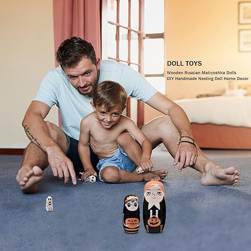 Miniatura 7 de HYCLES Muñecos de anidación ruso Matryoshka de madera apilables para niños, juguetes hechos a mano para niños, decoración de cumpleaños de Navidad,