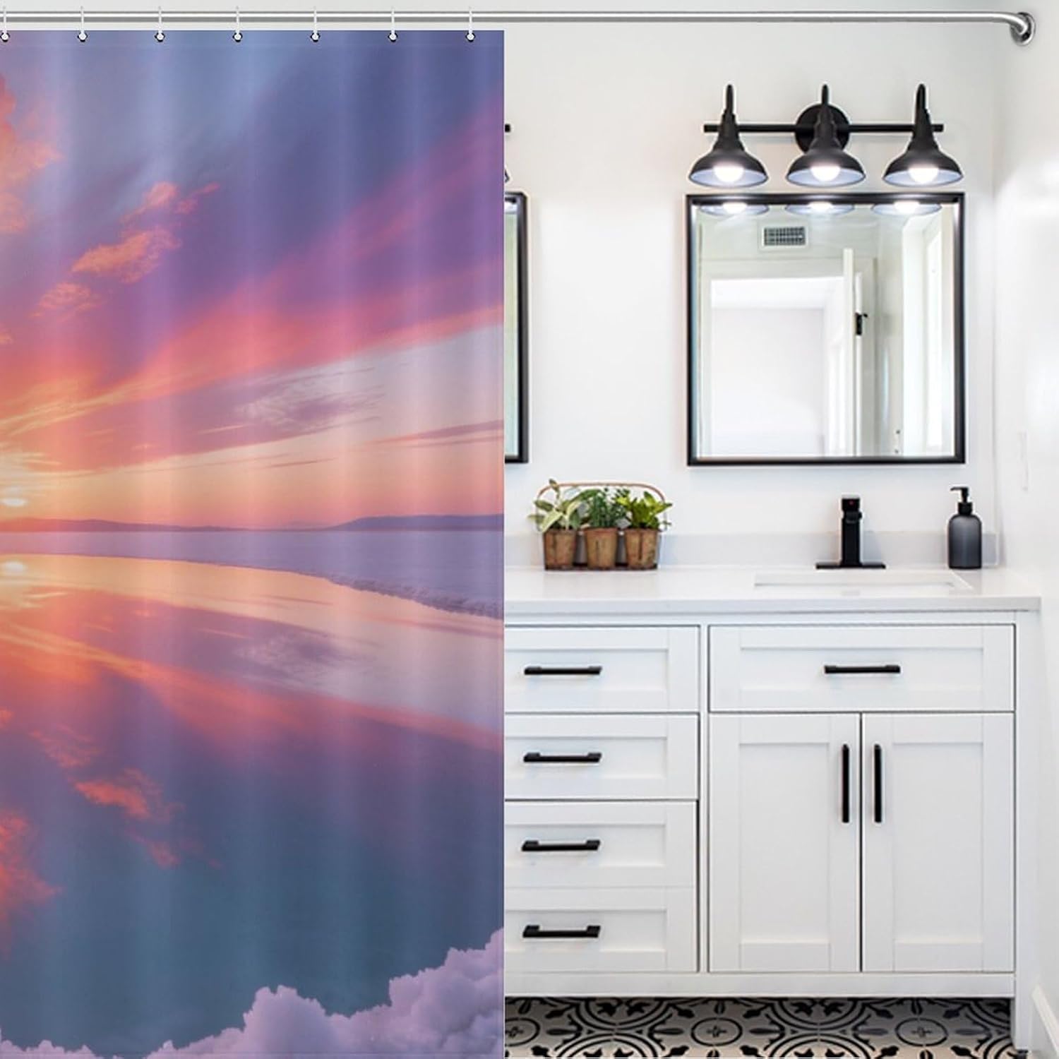 Shower Curtains Fabric Shower Curtain Liner Liner Showers Curtain Salt Lake Mirror Fire Clouds Showers Curtin Opaque for Privacy Protection Water Splash Protection High Aesthetics