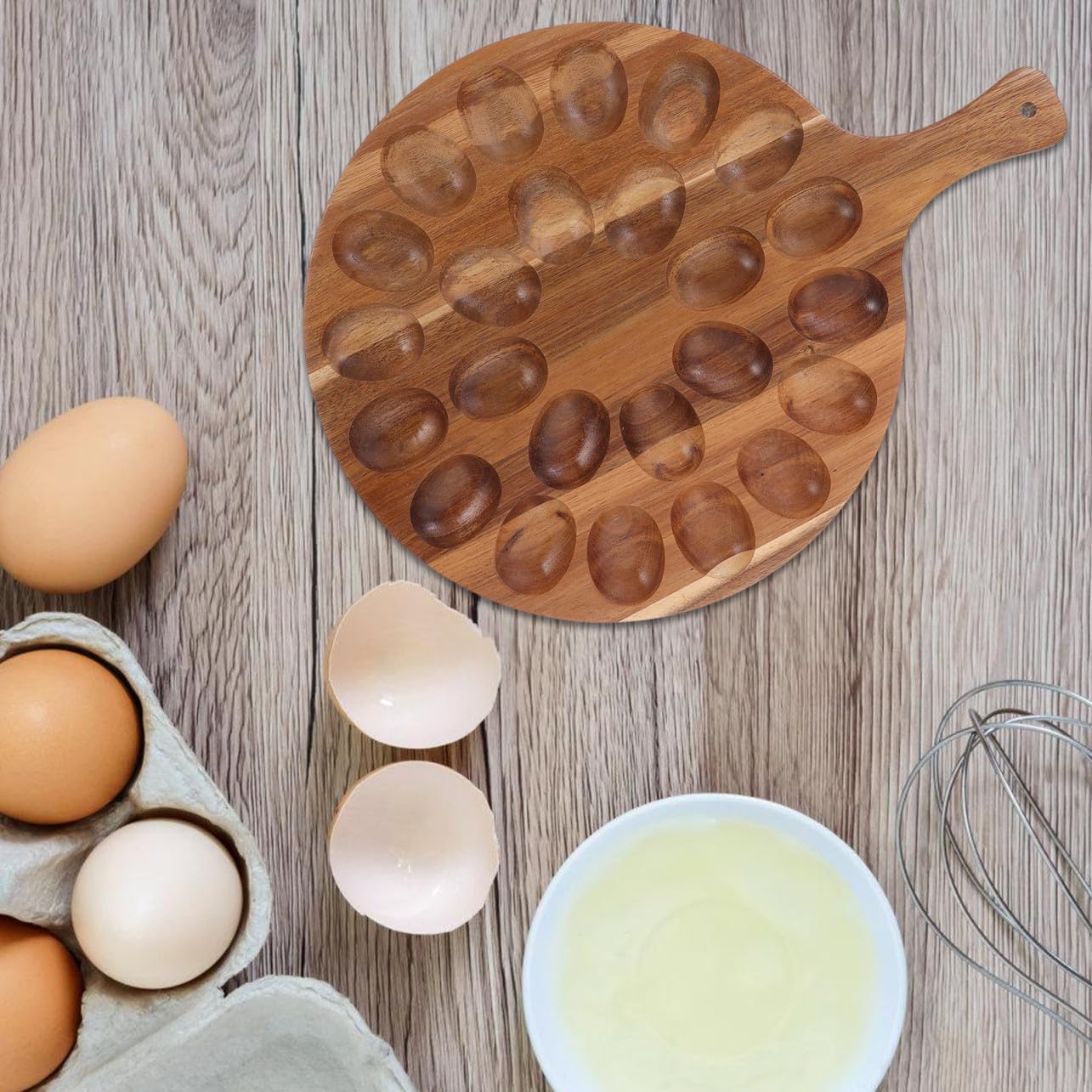Wooden Deviled Tray Creative Storage Holder for Easter Celebrations Multi-purpose Design for Home Kitchen Smooth Finish