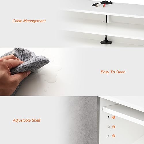 Miniatura 4 de WAMPAT Soporte flotante para TV con luces LED azules, estante montado en la pared, centro de entretenimiento, gabinete de TV flotante, consola Luces