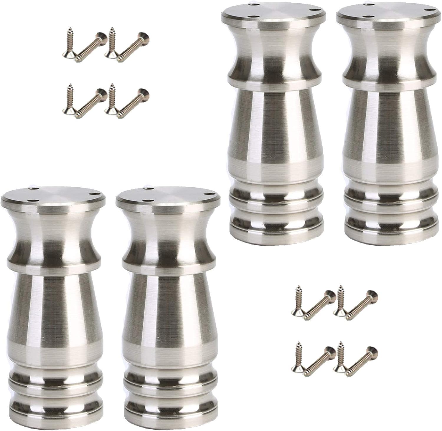 Furniture Legs, 4 Metal Furniture Legs,Waterproof Aluminum Alloy Table Legs,One-Piece Processing,Bed/Bathroom,Thicken Pipe Wall,Safe Replacement Legs,2.9Cm Hole Spacing,Multiple Sizes,Gold,15cm ( Colo