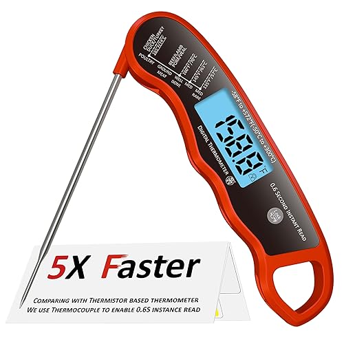 Sonda de termómetro digital de lectura instantánea para carne 0.6S, calibrada de fábricaimpermeableretroiluminadamagnéticapantalla abatiblesensor de