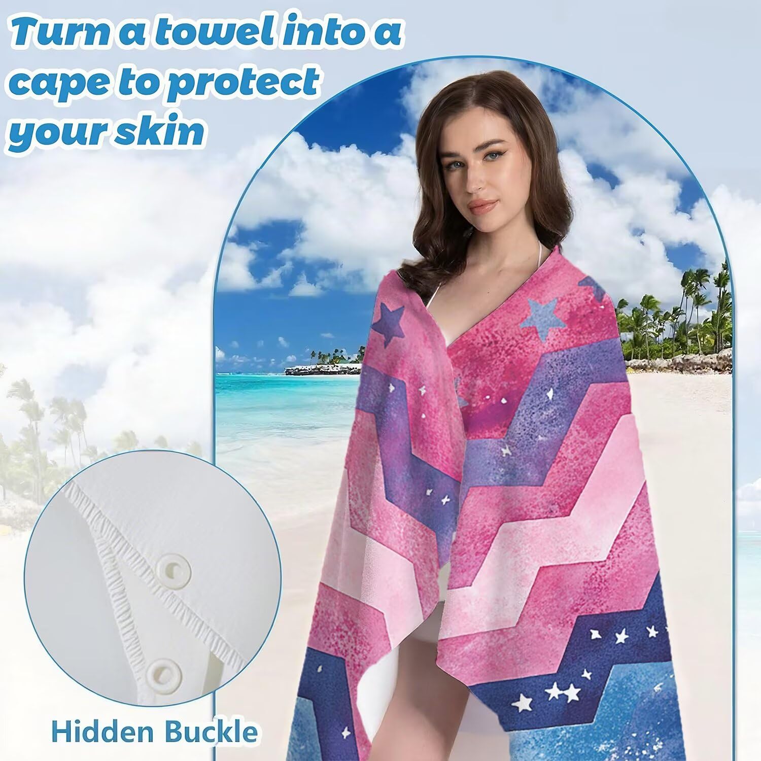 Toalla Playa Microfibra 150x200 Onda Diseño Super Absorbente Sin Arena Toalla Playa, con Cuerda Elástica, Ligero, Hombre, Mujer Ideal Toallas de Baño, Aplicable Gimnasio,Viajes, Natación, Rosa p-365