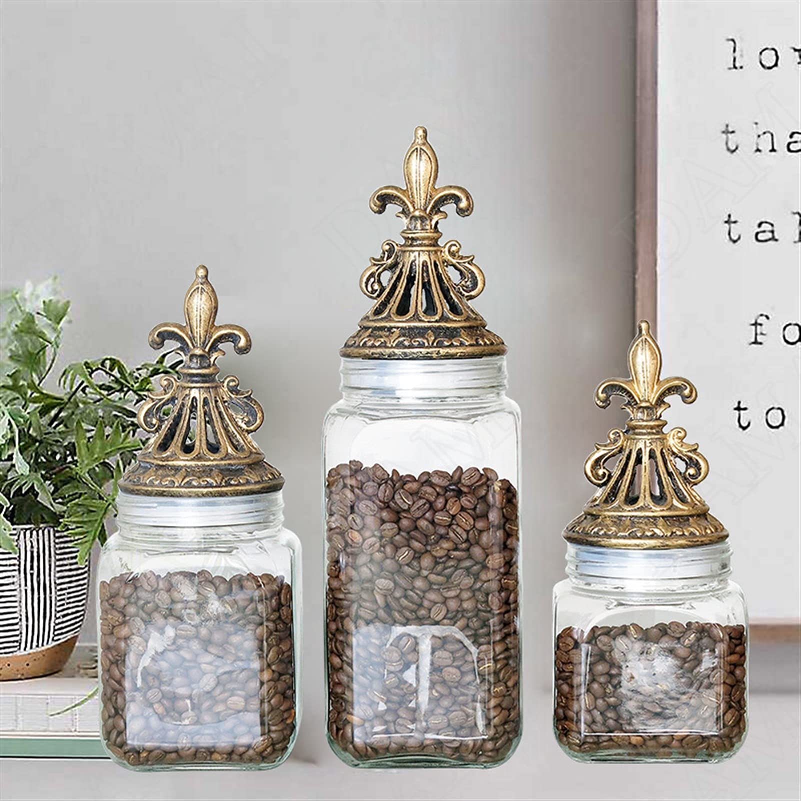 Botes para Alimentos Retro Vidrio Almacenamiento Tarro Resina Talla Talla Cubierta Caramelo frascos Europe Estilo Grano dispensador Sello té Caddy Home Organizador Ornamentos Botes Herméticos