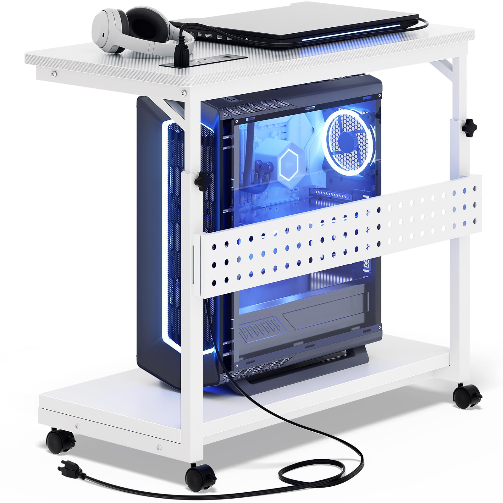 Support de tour d'ordinateur Besiost avec multiprises et hauteur réglable - 8