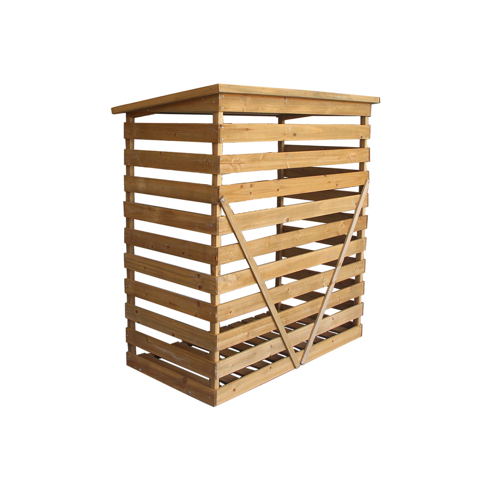 M MCombo Kaminholzregal mit Rückwand Brennholzregal Kaminholzunterstand 1200 aus Holz Braun, 64 x 116 x 123 cm