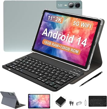 أحدث جهاز لوحي يعمل بنظام Android مقاس 11 بوصة لعام 2026، وذاكرة وصول عشوائي سعتها 18 جيجابايت، وذاكرة قراءة فقط سعتها 128 جيجابايت، وتوسيع 1 تيرابايت، وشاشة 2K، وT616 ثماني النواة، و5G WiFi، وكاميرا 13MP+5MP+5MP، ونظام تحديد المواقع، وسعة 9000 مللي أمبير في الساعة، وجهاز لوحي مع حافظة/لوحة مفاتيح/قلم، ومكبرات صوت رباعية