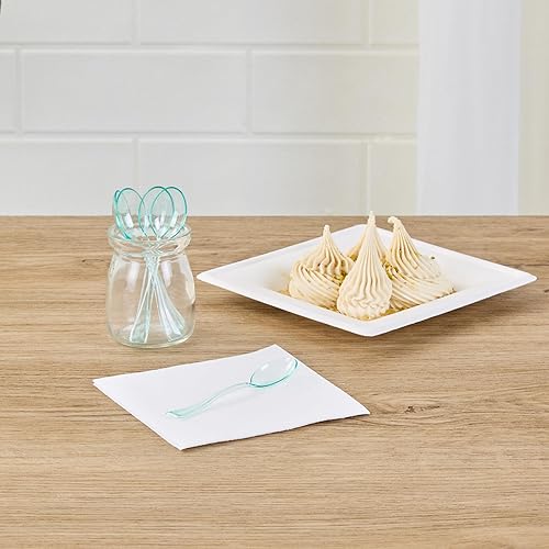 Vista 21 de Restaurantware Mini cucharas desechables de 4 pulgadas, 100 cucharas pequeñas desechables, par de alta resistencia con aperitivos o postres, Oro rosa