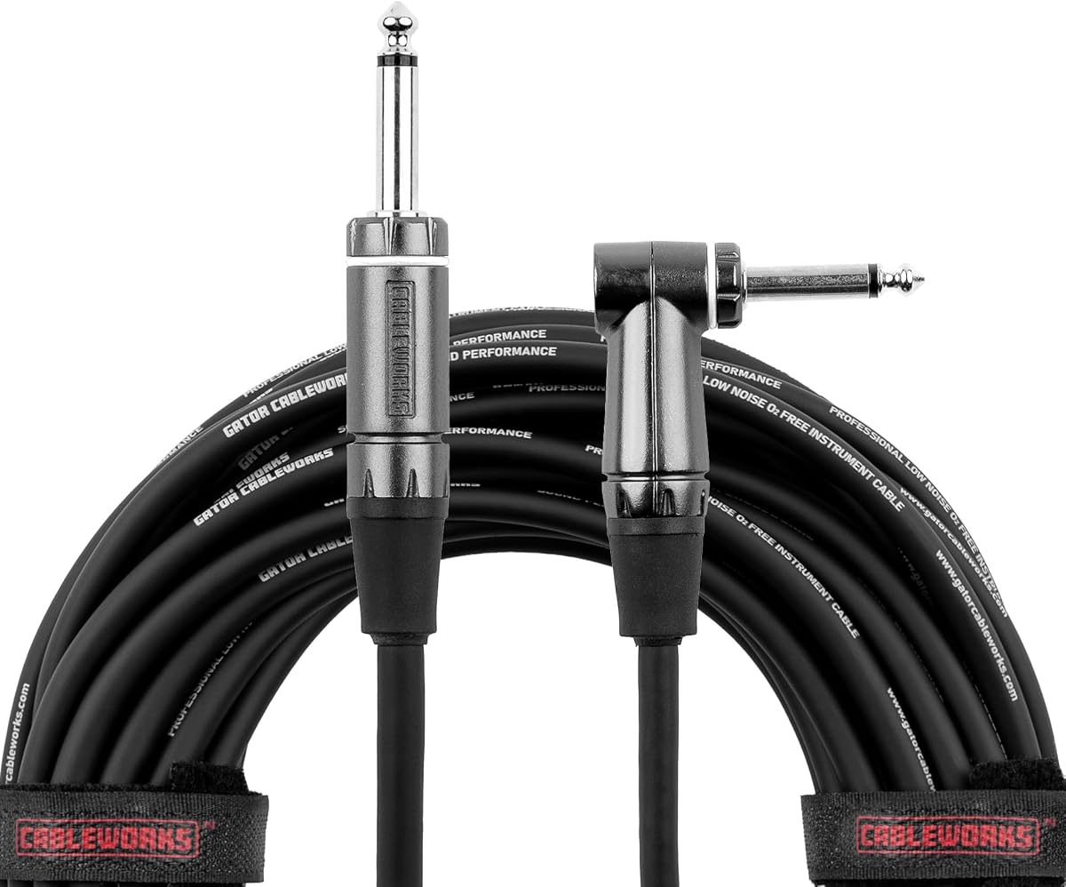 Cableworks Cases Composer Series Deluxe Cable de instrumento de guitarra de 3 pies en ángulo recto a recto (GCWC-INS-03RA)