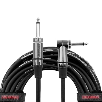 Cableworks by Gator Cases Composer Series Deluxe 20 Ft Straight to Right Angle Guitar Instrument Cable GCWC-INS-20RA