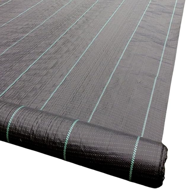 Yuzet 2m x 25m Black 100gsm Heavy Duty Weed Control Fabric, Ground cover Membrane, UV stabilised Weed Barrier Fabric. Under Patios, Garden, Flower beds, Landscaping - weed suppressant membrane