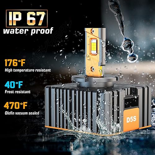 Miniatura 3 de CHUSYYRAY Bombillas D5S de alta calidad, 500% de brillo, alta potencia, D5S, D55R, D5C, 70 W, 32000 lúmenes, 6000 K, blanco, superbrillante, 50000