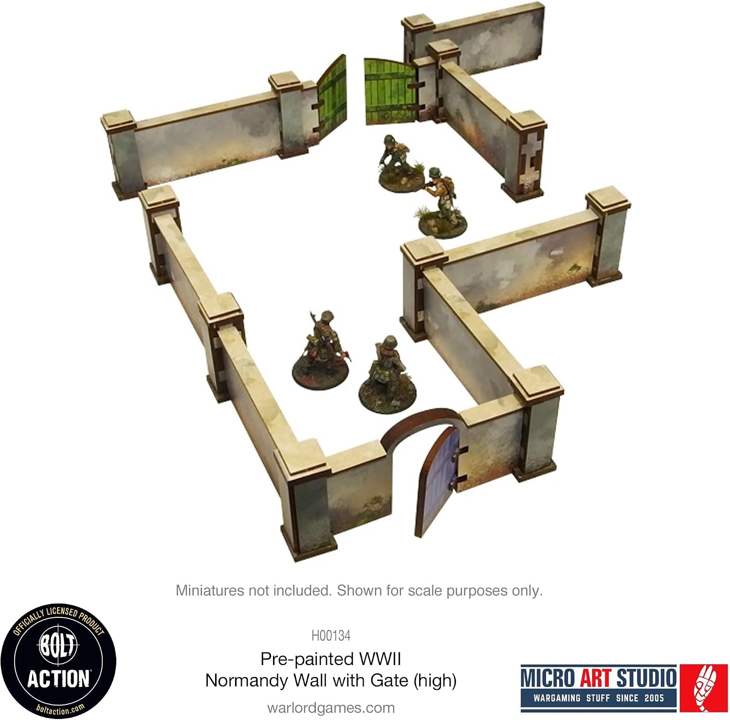 Micro Art Studio: WW2 Normandy Wall with Gate (High) HDF Prepainted Terrain