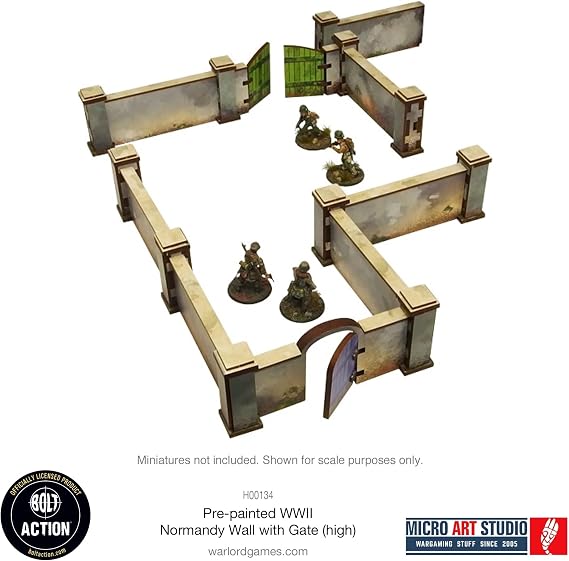 Micro Art Studio: WW2 Normandy Wall with Gate (High) HDF Prepainted Terrain