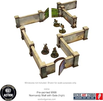 Micro Art Studio: WW2 Normandy Wall with Gate (High) HDF Prepainted Terrain