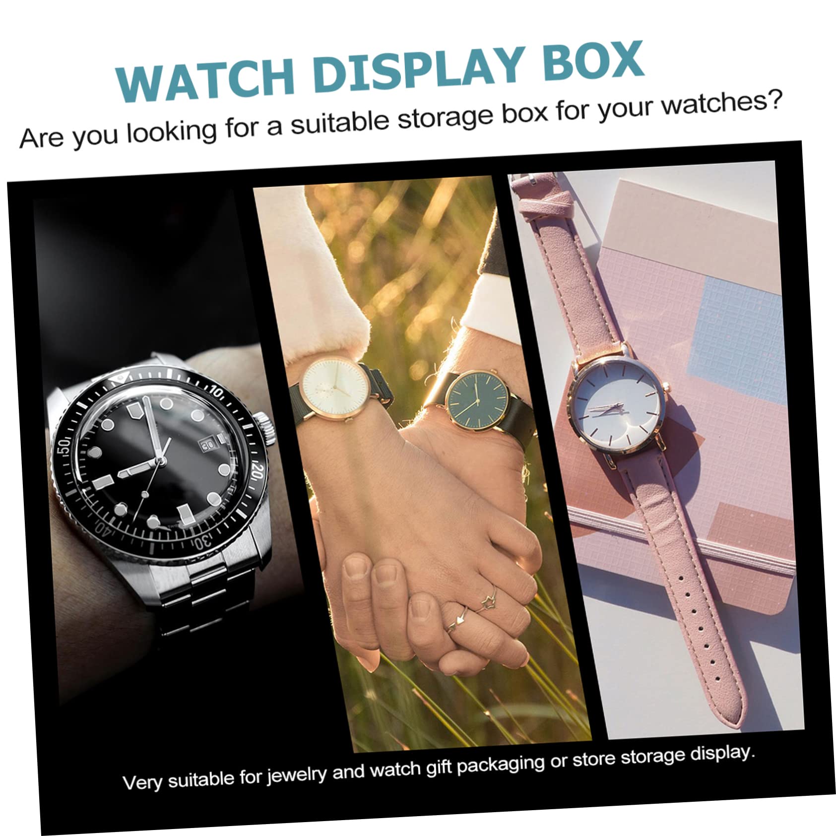 Mikikit Uhrenaufbewahrungsbox 24 Fächer Beige für Präsentation | Schmuck und Kleinteile, für Privatnutzung und Ladenpräsentation, Elegante Optik