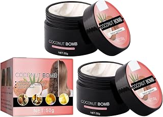 Coconut Hair Mask for Dry Hair, Hydrating & Nourishing Deep Conditioner, Silky Smooth Moisturizing Hair Mask for Women and Men, 2 Packs