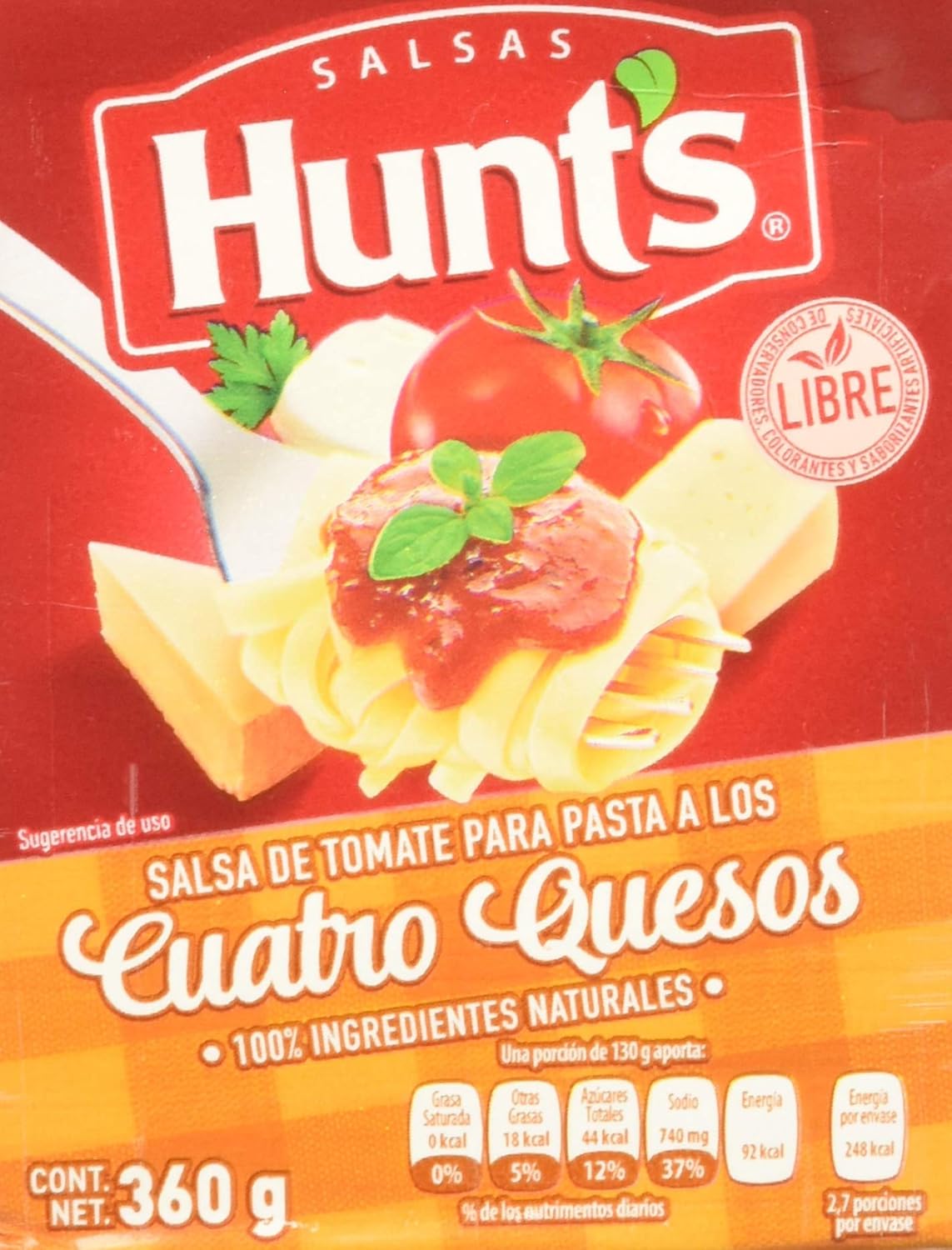 Hunts, Salsa Hunt Para Pasta 4 Quesos, 360 gramos