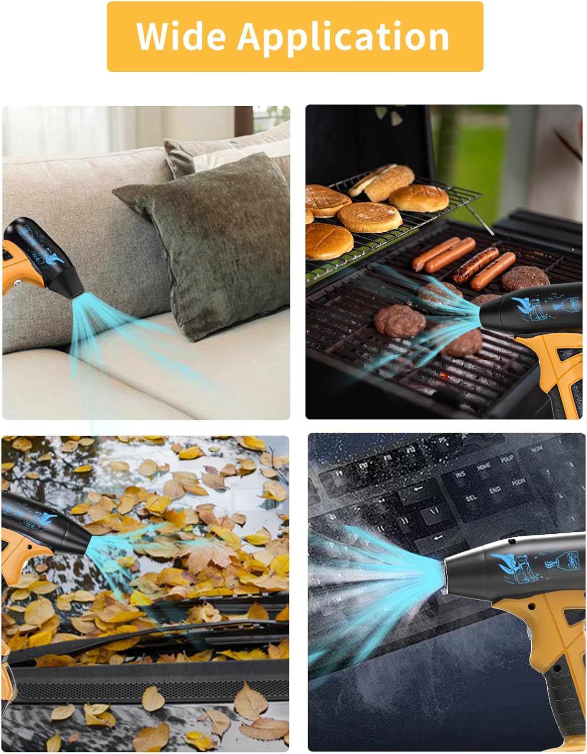 Mini Jet Dry Blower for Dewalt 20V Battery with Brushless Motor Handheld Jet Fan with 4 Gears Adjustable for Garages Sawmill Home Workshop Car Cleaning (No Battery) - Image 4