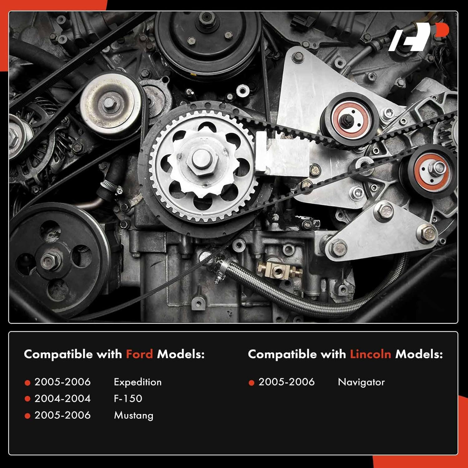 A-Premium Engine Serpentine Drive Belt Kit with Tensioner & Idler Pulley Compatible with Ford Expedition 2005-2006, F-150 2004, Mustang 2005-2006 & Lincoln Navigator 2005-2006, V8 4.6L 5.4L
